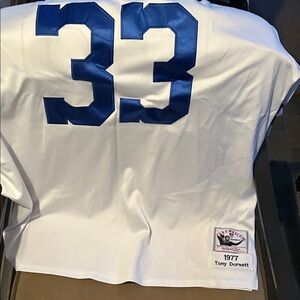 White Jersey with Blue Number 33